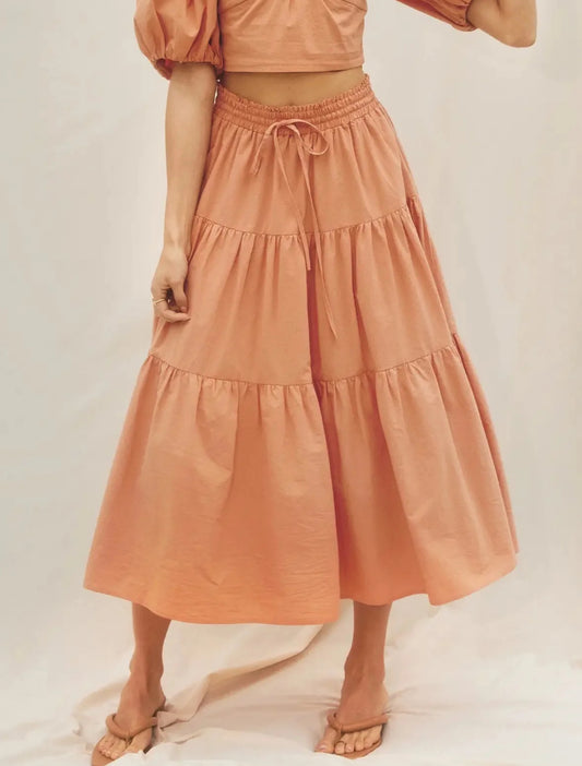 Dress Forum apricot orange midi skirt.