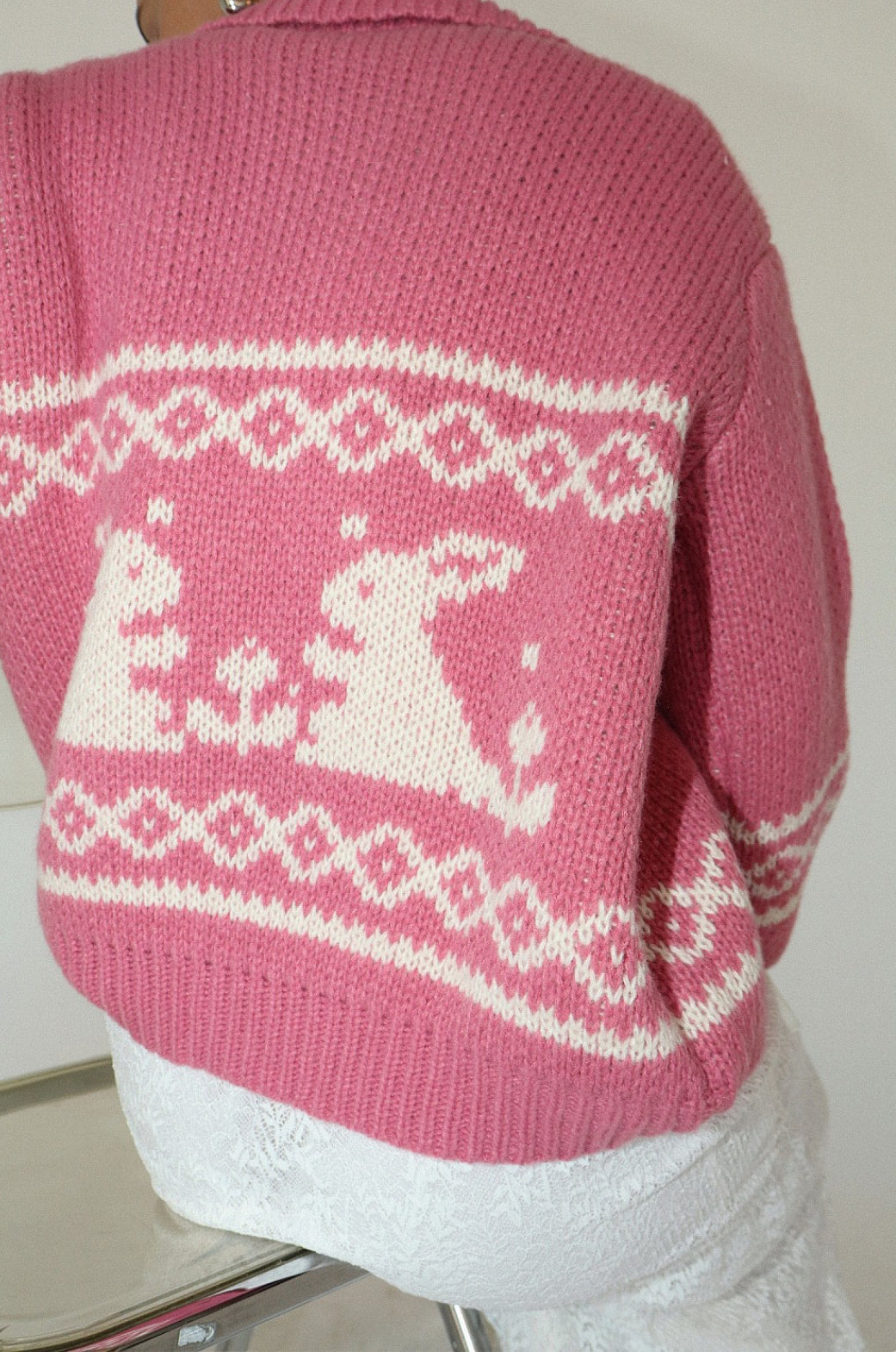 Rose Pink Vintage Rabbit Knit Sweater